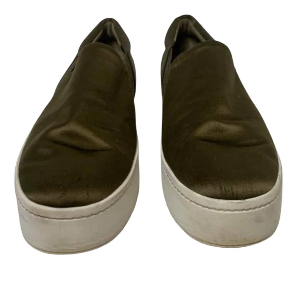 Vince. Warren Slip-On Platform Sneaker Olive Green Satin Size 9.5 - Picture 3 of 8